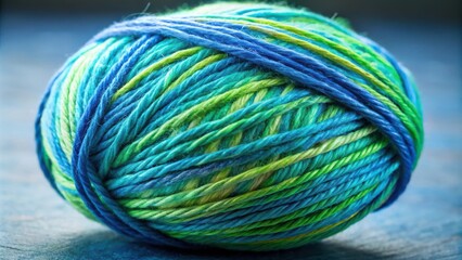 Poster - A ball of yarn in shades of blue and green, perfectly coiled and ready to be used for a creative project.