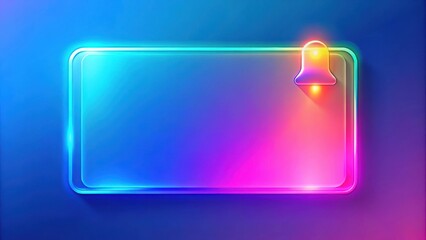 Aufkleber - Abstract Neon Frame with a Glowing Bell Icon, Ideal for Minimalist Design and Notifications