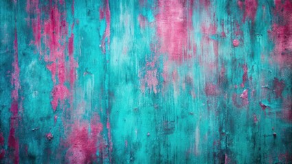 Poster - Abstract Teal and Pink Wall Texture with Flaking Paint