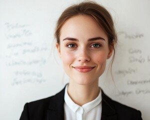 Poster - Professional woman portrait office setting business environment professionalism confidence leadership concept