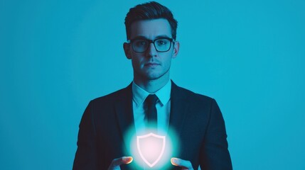 Poster - Cybersecurity awareness campaign office setting professional modern environment close-up view protection concept