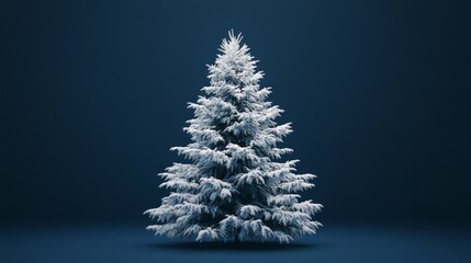 Poster - A large white pine tree stands alone in a dark blue background