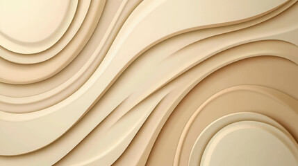 Aufkleber - Elegant Beige Abstract Waves in Layered Design with Smooth Curves and Textures