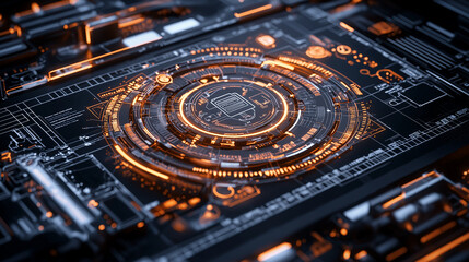 Aufkleber - close up of AI driven educational tech tool showcasing intricate circuitry and glowing elements, emphasizing innovation and technology
