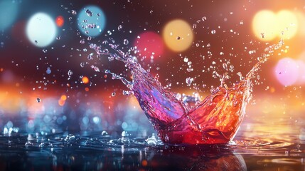 Aufkleber - Vibrant Water Splash in Laboratory Setting with Dramatic Action Effects