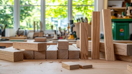 Poster - Bright Workspace Showcasing Quality Timber Planks in Natural Light