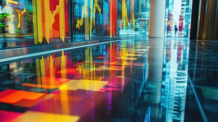 Poster - Elevating business insights through embedded charts in reflective glass floors a modern office perspective