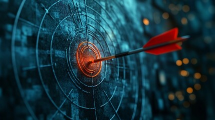 Poster - Visualization of a precise target highlighting and recognizing financial goals achievements and profit driven growth opportunities  Showcasing the accuracy strategy