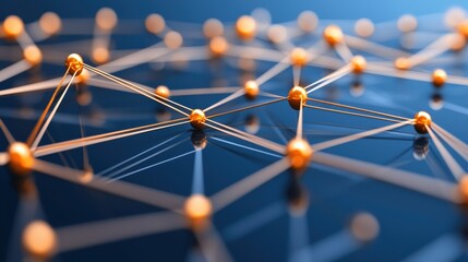 Poster - Abstract Network Connections with Nodes and Lines on Blue Background