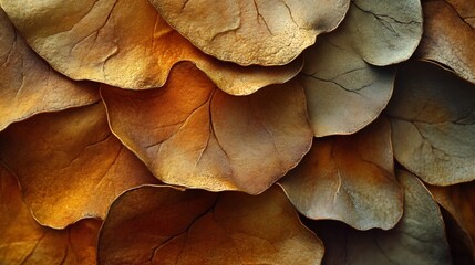 Poster - Captivating close up view showcasing the intricate vibrant and earthy textures of natural elements like leaves bark and soil during the autumn season