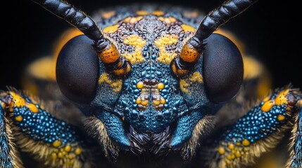Poster - Mesmerizing close up macro photograph showcasing the intricate patterns textures and details of an insect specimen in its natural surroundings  This visually striking image captures the beauty