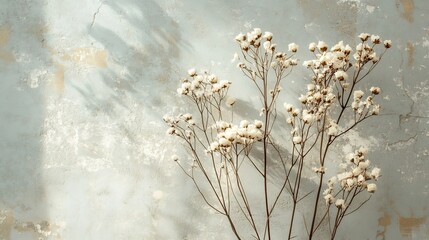 Poster - exquisite natural backdrop with dried flowers and foliage in a minimalist neutral toned design this 