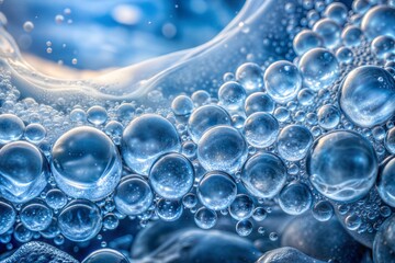 Wall Mural - Abstract blue water bubbles creating ice-like texture