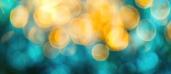 Poster - Winter abstract bokeh lights in blue and gold hues creating a dreamy and festive atmosphere for seasonal design projects