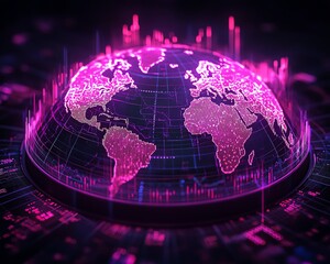 Leinwandbilder - 3D Forex trading chart with realtime global market data, digital financial indicators and currency graphs, modern financial concept