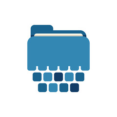 Fototapete - blue folder converting into digital squares representing big data and file digitalization