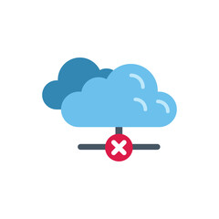 Poster - this icon represents a disconnected cloud computing network, symbolizing server downtime or a networ