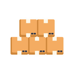 Poster - five identical cardboard boxes are stacked and ready for shipping
