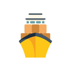 Poster - minimalist illustration of a cargo ship carrying freight container boxes, front view