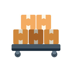 Poster - platform trolley holding stack of cardboard boxes, concept for delivery, transportation, shipping