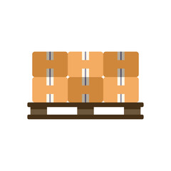Poster - cardboard boxes stacked and awaiting delivery on wooden pallet