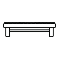 Poster - simple wooden bench with slats and support beam, ideal for park or garden scenes, in a clear linear 