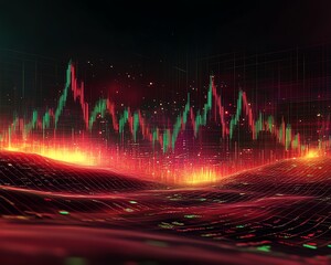 Leinwandbilder - Digital Forex trading chart with currency exchange data, global market trends, 3D rendering of financial analysis on a futuristic backdrop