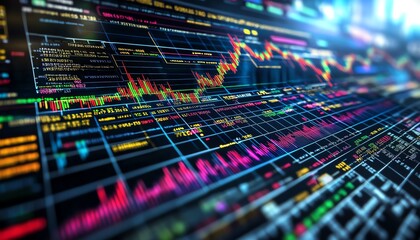 Leinwandbilder - Forex market chart with realtime trading data, global currency trends on a digital backdrop, 3D rendering, financial analysis theme