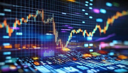 Leinwandbilder - Forex market chart with realtime trading data, global currency trends on a digital backdrop, 3D rendering, financial analysis theme