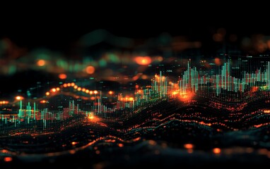 Leinwandbilder - Forex trading chart with global market data on a digital background, glowing lines and numbers, 3D rendering, financial analysis concept