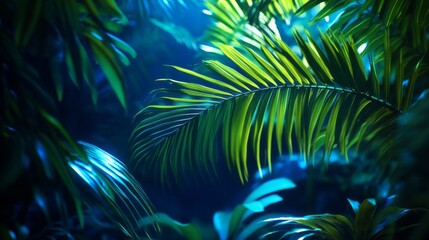 Poster - A lush green leafy forest with a blue sky in the background