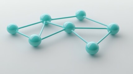 Aufkleber - A 3D representation of interconnected nodes and lines in a turquoise color scheme.