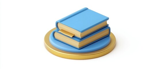 Aufkleber - Two stacked blue books on a circular base, symbolizing knowledge and education.