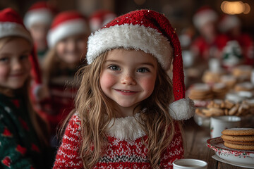 Wall Mural - A joyful family scene featuring an Elf on the Shelf surrounded by children and festive treats, highlighting the warmth and fun of holiday traditions.