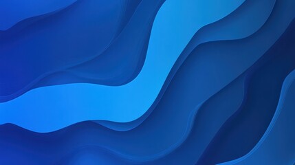 Poster - Abstract Blue Waves: A Serene Digital Art Piece