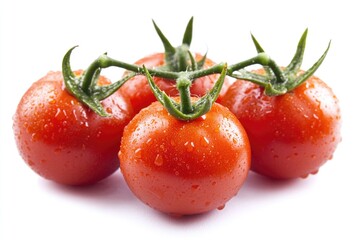 Wall Mural - Fresh tomatoes arranged on a clean white background, perfect for food photography or marketing