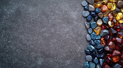 Poster - A collection of colorful gemstones arranged on a textured surface.