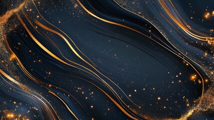 Poster - A stunning abstract background featuring flowing lines of gold and dark hues, perfect for use in presentations, digital art, or creative projects.