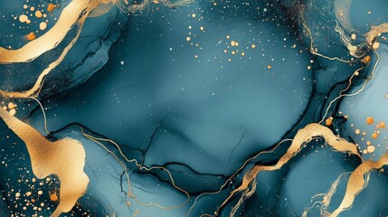 Poster - A stunning abstract design featuring rich teal and golden hues, creating a blend of elegance and sophistication for creative projects.