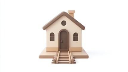 Aufkleber - A stylized, minimalistic house model with a front door and pathway.