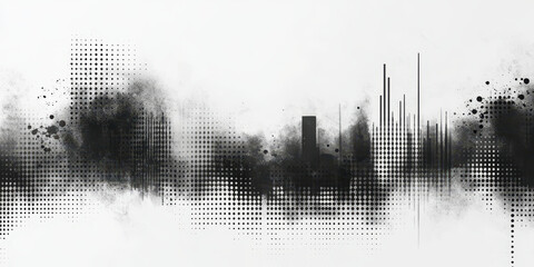 Poster - Abstract Grunge Halftone Texture with Black and White Distressed Design Elements