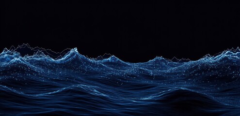 Poster - Abstract representation of ocean waves in a dark setting, emphasizing movement and depth.