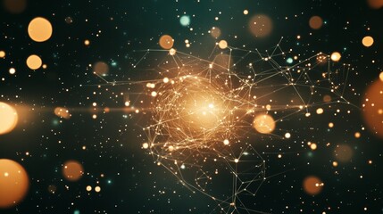 Poster - A stunning visual of cosmic energy, featuring vibrant particles and glowing light. Perfect for themes exploring science, technology, and the universe.