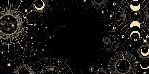 Wall Mural - vector illustration set of moon phases. different stages of moonlight activity in vintage engraving 