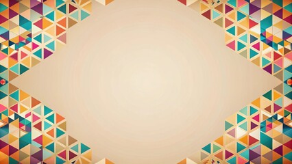 Aufkleber - Abstract geometric background with colorful triangular pattern and a beige center space for text or design