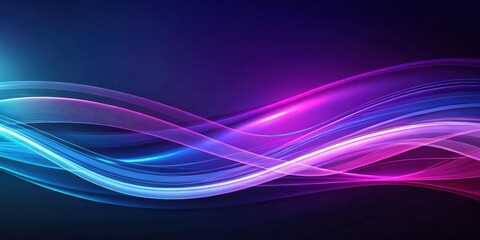 Aufkleber - Abstract Neon Wave Pattern with Vibrant Pink and Blue Hues on Dark Background