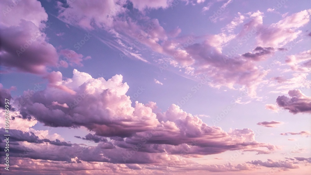 Pastel purple sky with soft pink clouds that add a touch of warmth ...