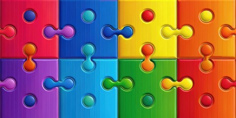Aufkleber - A vibrant jigsaw puzzle with colorful pieces interlocked, symbolizing the intricate connections and solutions found in problem solving.