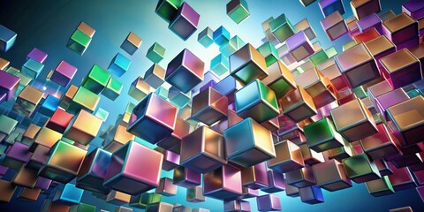 Leinwandbilder - A vibrant and dynamic array of iridescent cubes, showcasing a captivating interplay of color, light, and geometry.