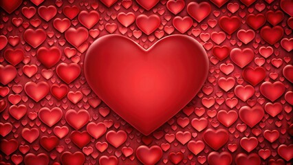 Aufkleber - A single, large, red heart sits nestled amongst a sea of smaller hearts, creating a romantic and passionate backdrop.